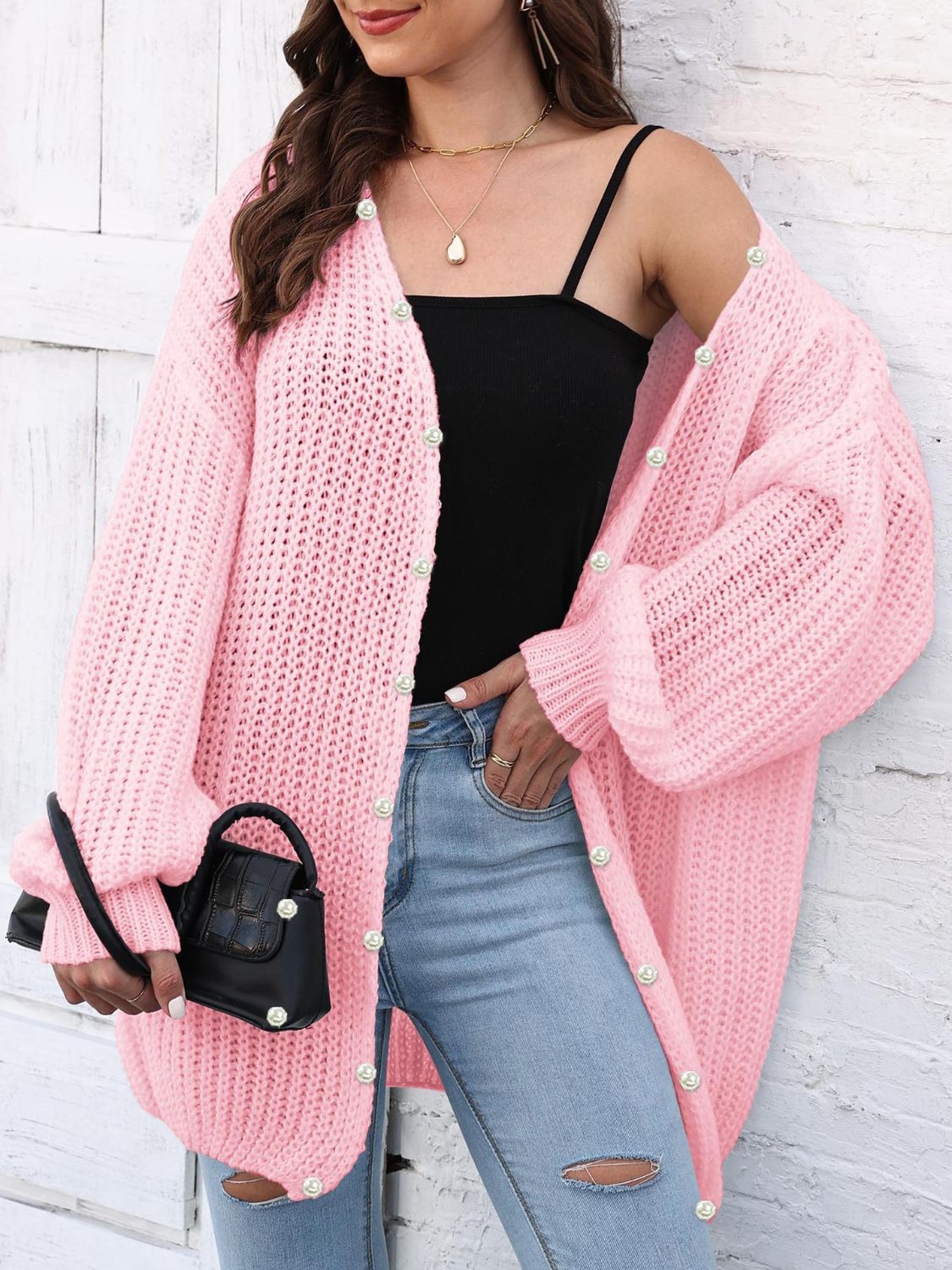 Open Front Long Sleeve Cardigan.