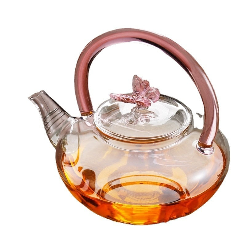 Handmade Colorized Butterfly Glass Teapot Household