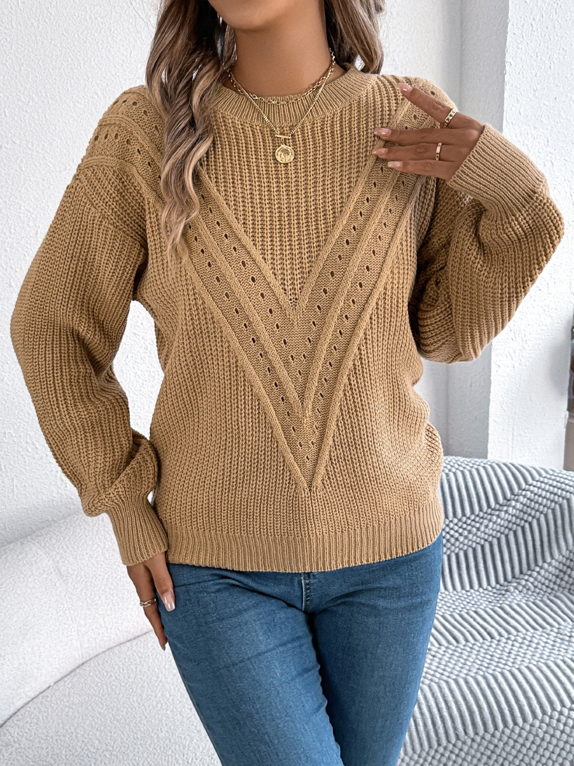 Women’s Round Neck Long Sleeve Sweater