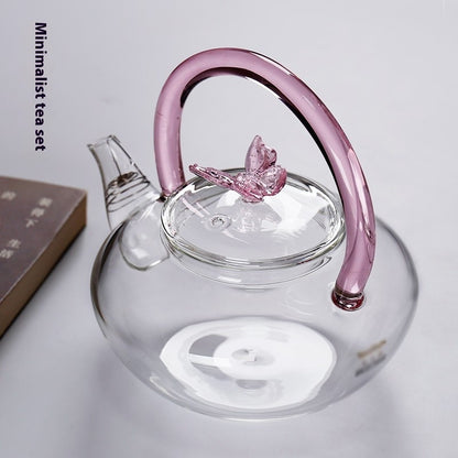 Handmade Colorized Butterfly Glass Teapot Household