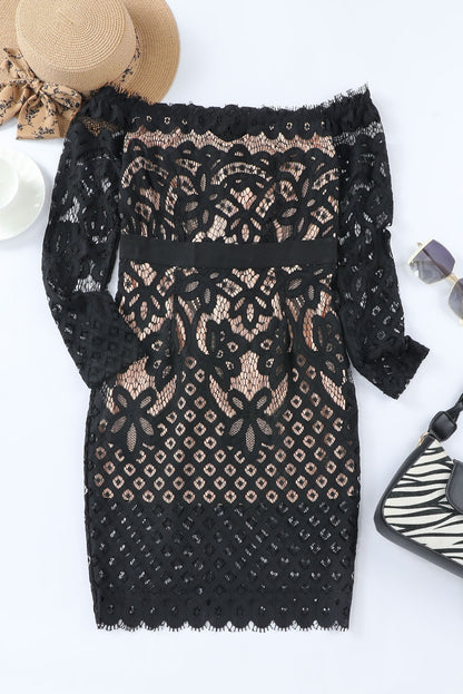 Women’s Off-Shoulder Long Sleeve Lace Dress