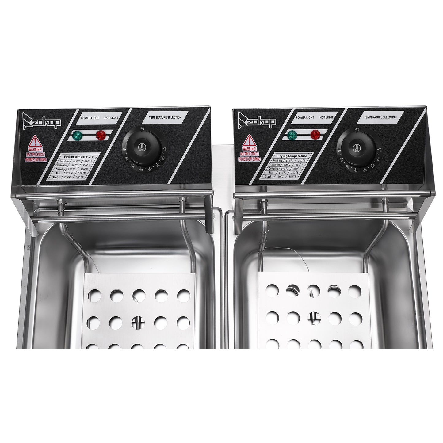 Electric Fryer Silver Stainless Steel Double Cylinder