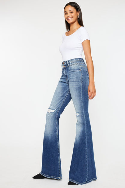 Women’s High Rise Wide Waistband Flare Jeans