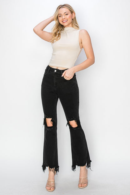 Women’s Distressed Raw Hem Jeans with Pockets