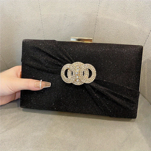 Diamond button-filled square clutch bag Diagonal