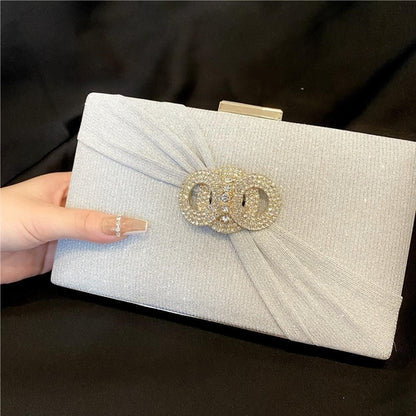 Diamond button-filled square clutch bag Diagonal