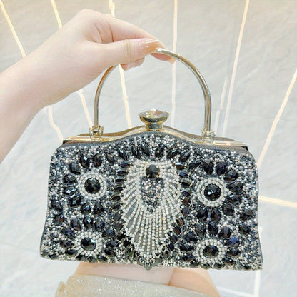 Nightout bag with diamond inlaid carrying bag, ladies banquet single