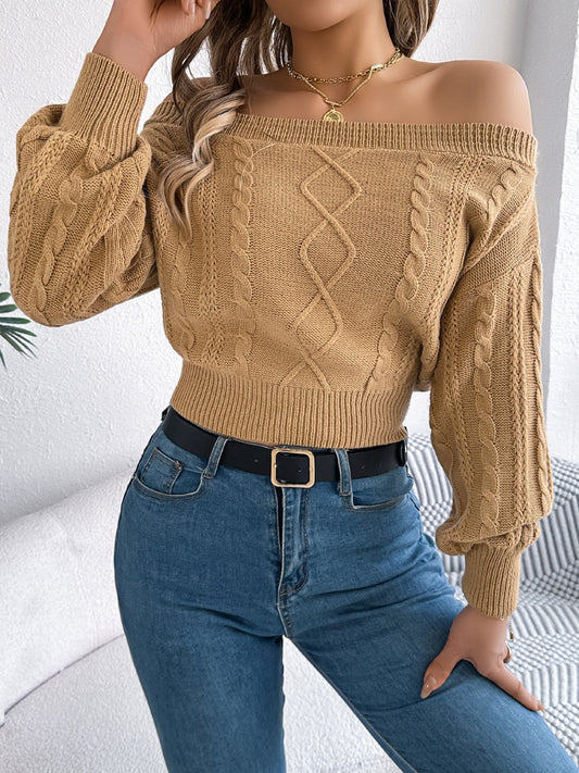 Off-Shoulder Long Sleeve Sweater.