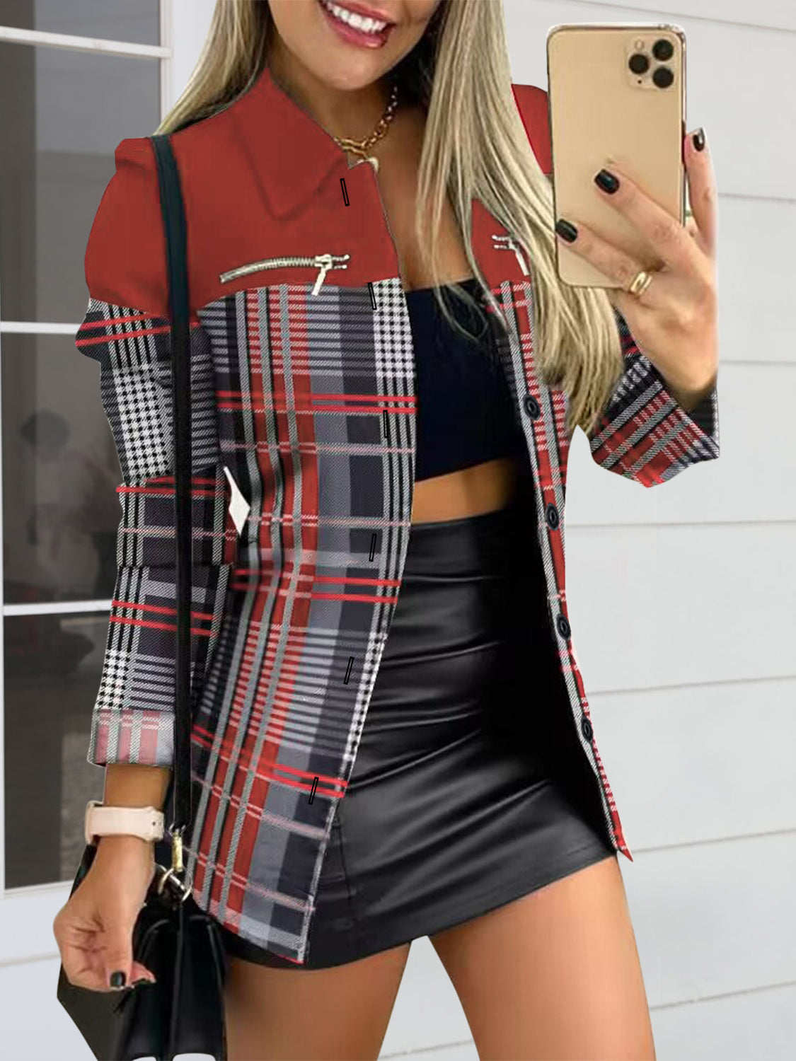 Womens Printed Button Up Jacket