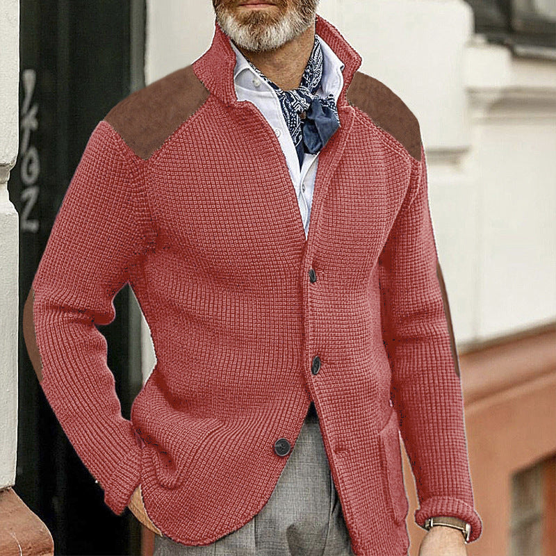 Men’s Slim-fit Lapel Long-sleeved Knitted Sweater Coat