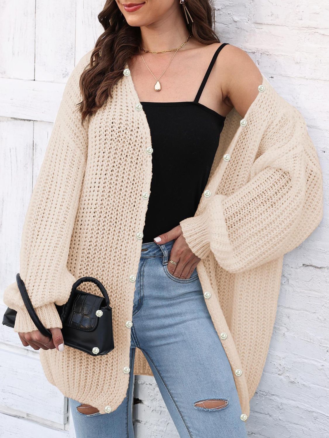 Open Front Long Sleeve Cardigan.