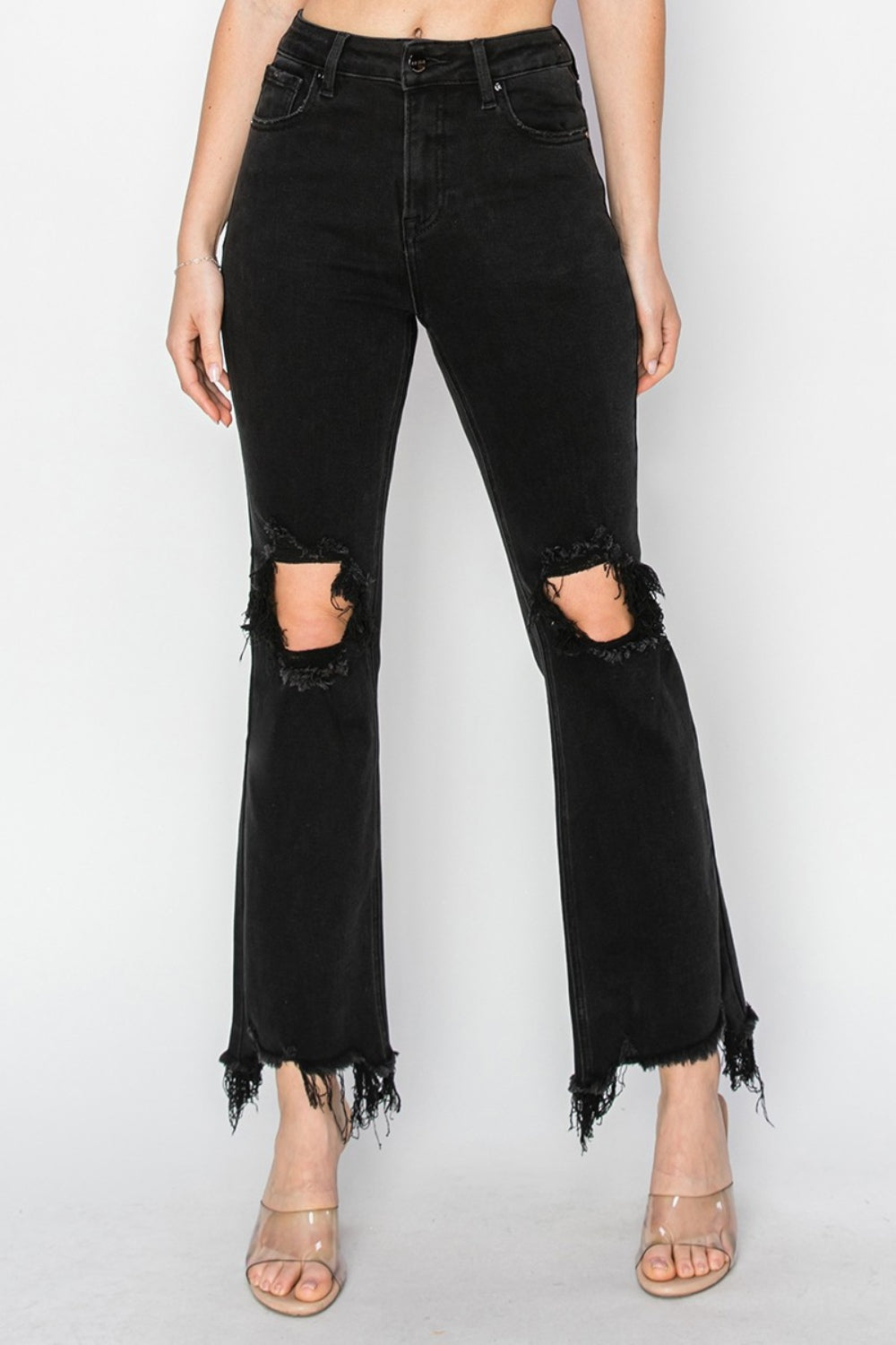 Women’s Distressed Raw Hem Jeans with Pockets