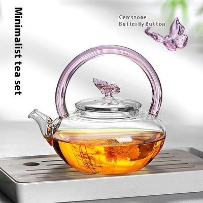 Handmade Colorized Butterfly Glass Teapot Household