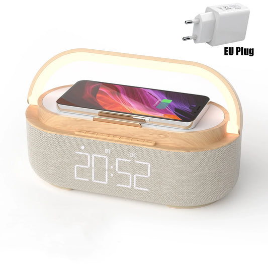 COSLUR S29 Bluetooth Speaker 2500Mah Battery Supports 15W Wireless Charging Digital Clock Display Night Light Alarm Clock