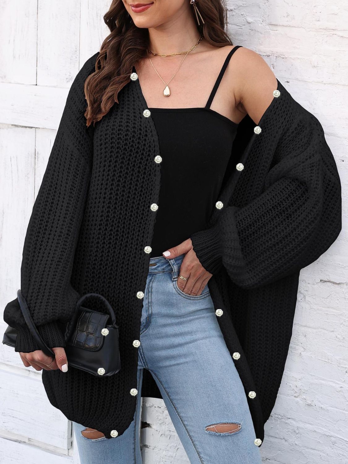 Open Front Long Sleeve Cardigan.