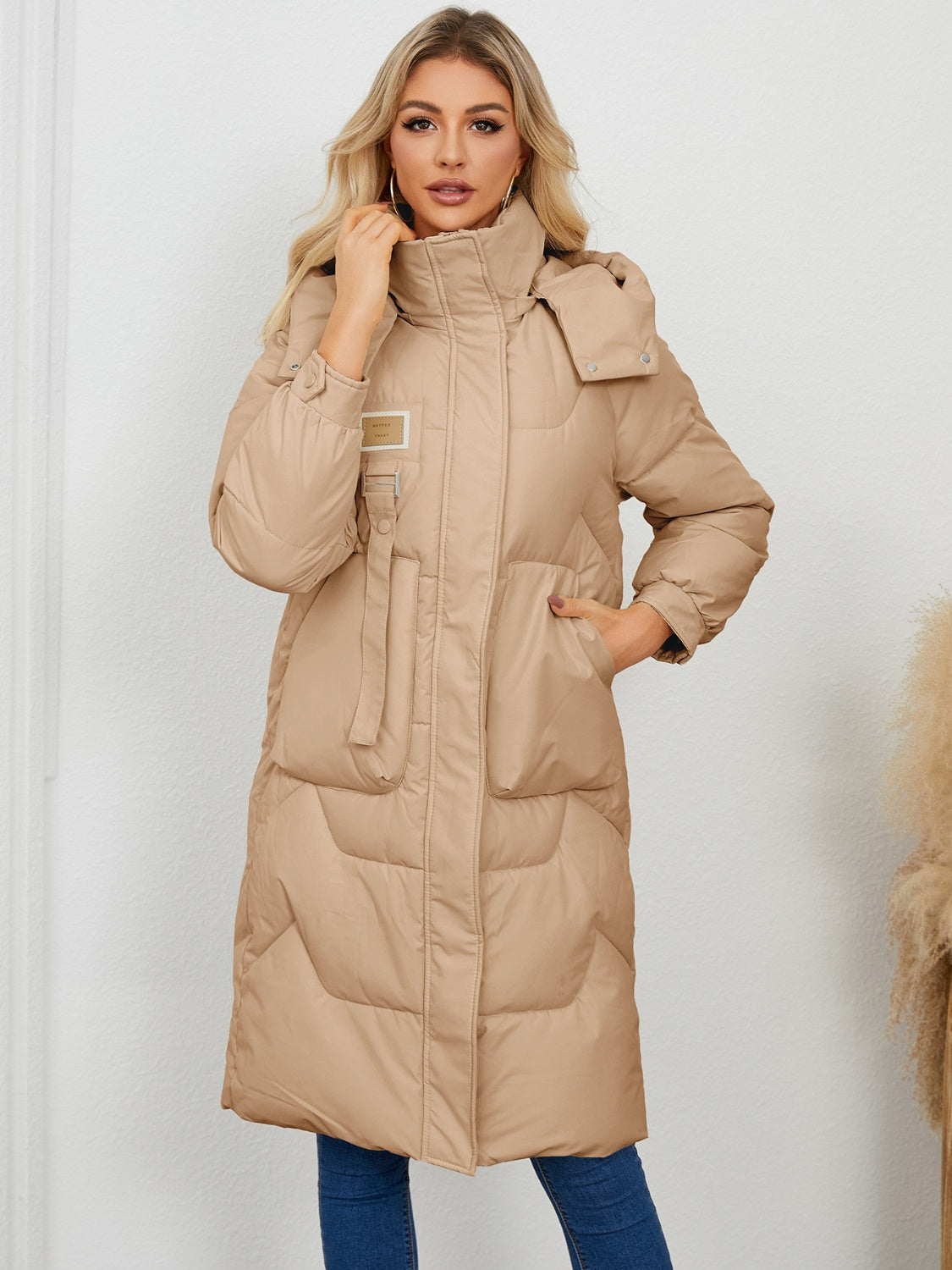 Women’s Long Sleeve Longline Hooded Winter Coat