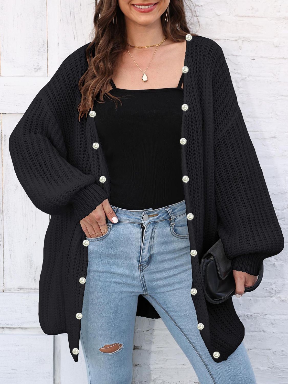 Open Front Long Sleeve Cardigan.