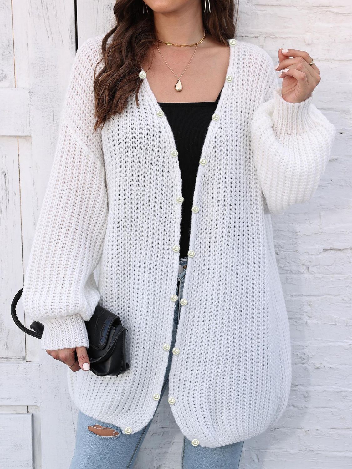 Open Front Long Sleeve Cardigan.