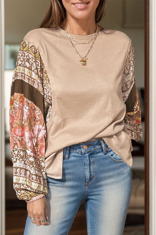 Women’s Printed Round Neck Long Sleeve Top