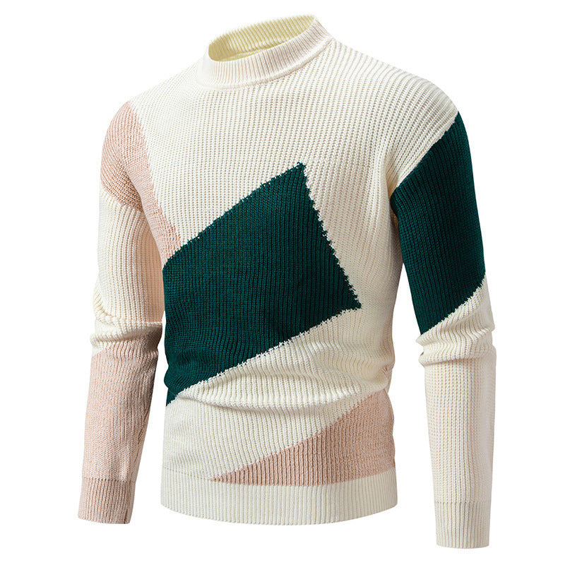 Men's Round Neck Multicolor Pullover Sweater.