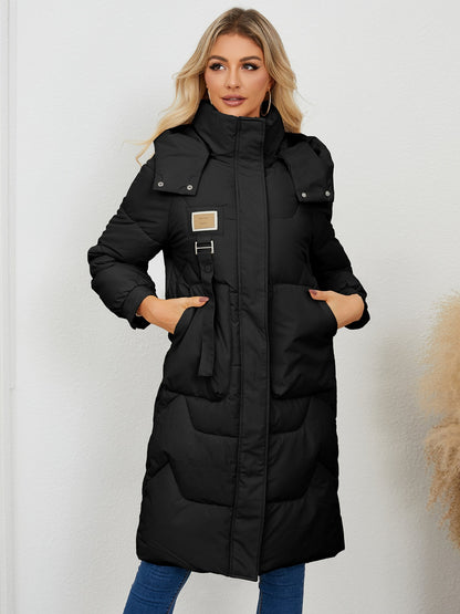 Women’s Long Sleeve Longline Hooded Winter Coat