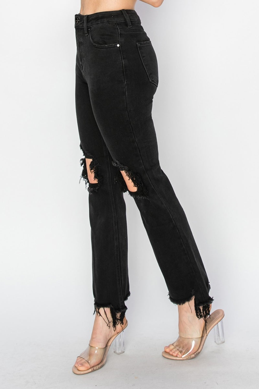 Women’s Distressed Raw Hem Jeans with Pockets