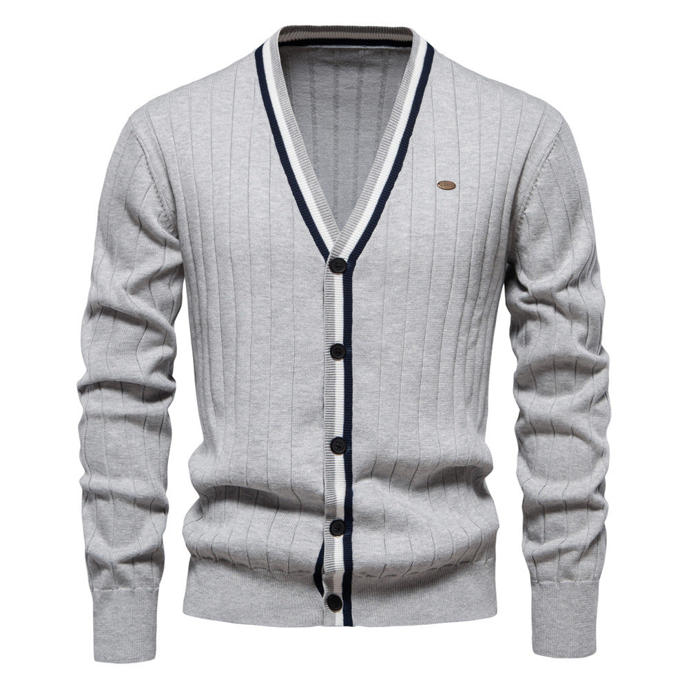 Cardigan Men's V-neck Long Sleeve Sweater.