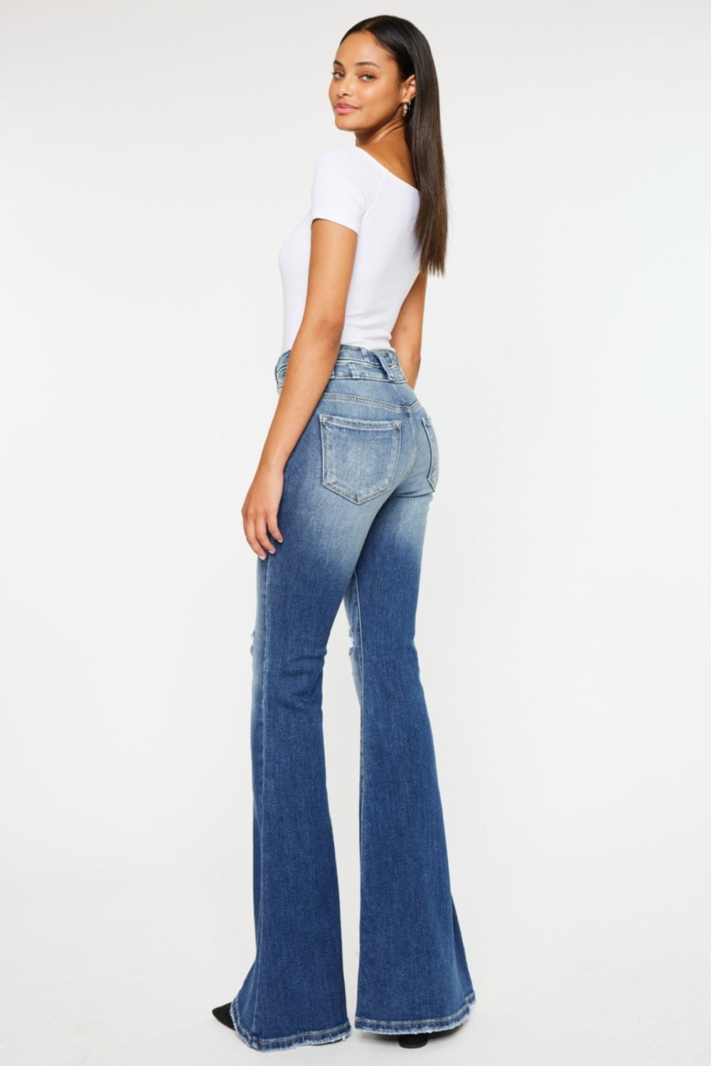 Women’s High Rise Wide Waistband Flare Jeans