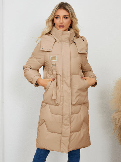 Women’s Long Sleeve Longline Hooded Winter Coat