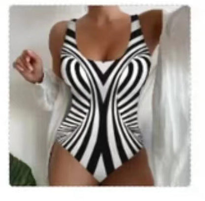 Sling One-piece Striped Printed Swimsuit