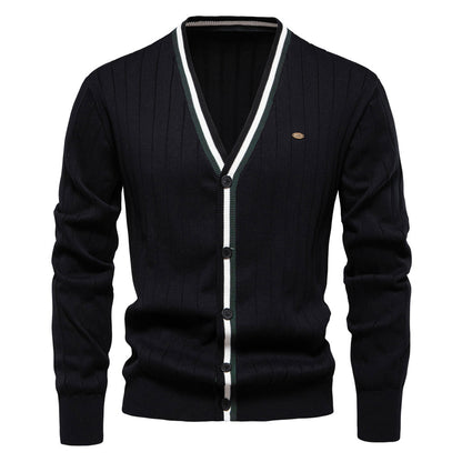 Cardigan Men's V-neck Long Sleeve Sweater.