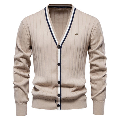 Cardigan Men's V-neck Long Sleeve Sweater.