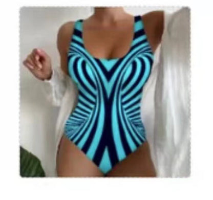 Sling One-piece Striped Printed Swimsuit