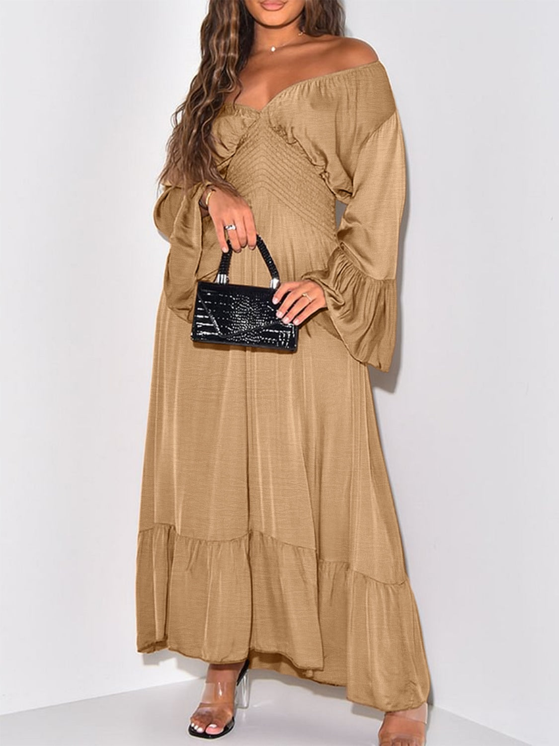 Flounce Sleeve Maxi Dress