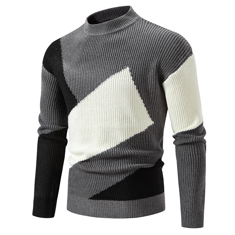 Men's Round Neck Multicolor Pullover Sweater.