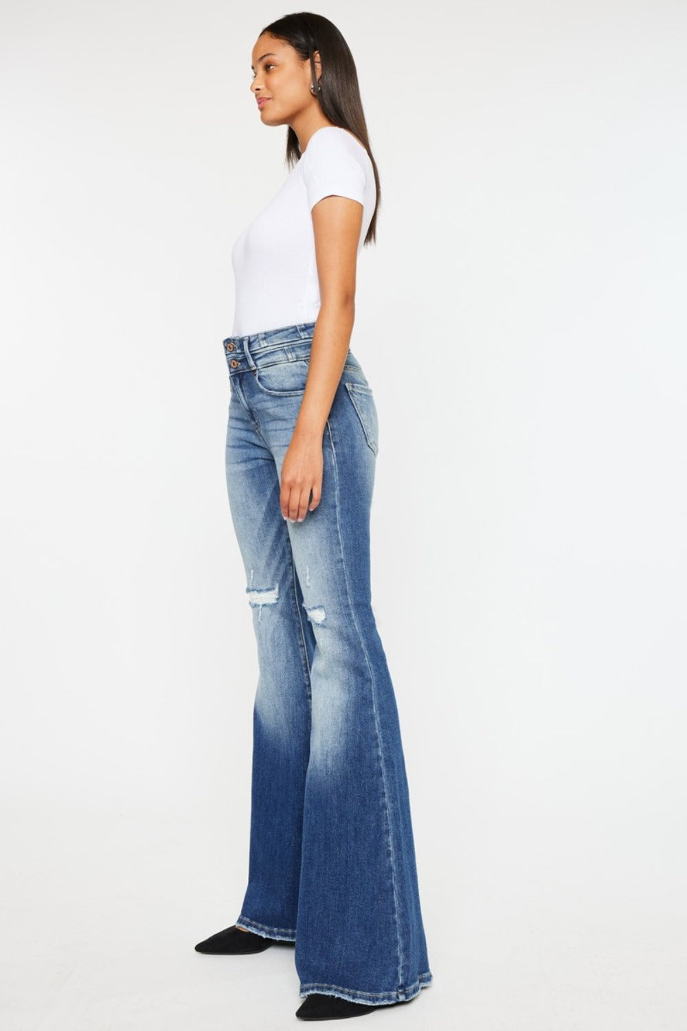 Women’s High Rise Wide Waistband Flare Jeans