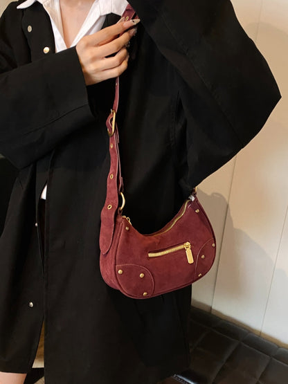 Suede Adjustable Strap Shoulder Bag