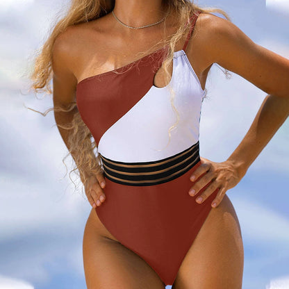 Women's Mesh Panel One Piece Swimsuit