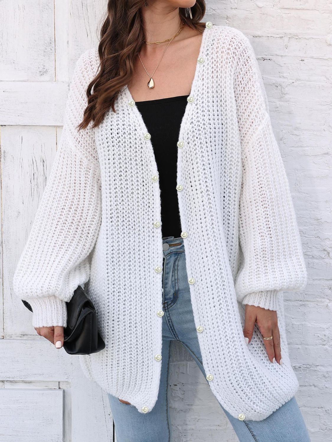 Open Front Long Sleeve Cardigan.