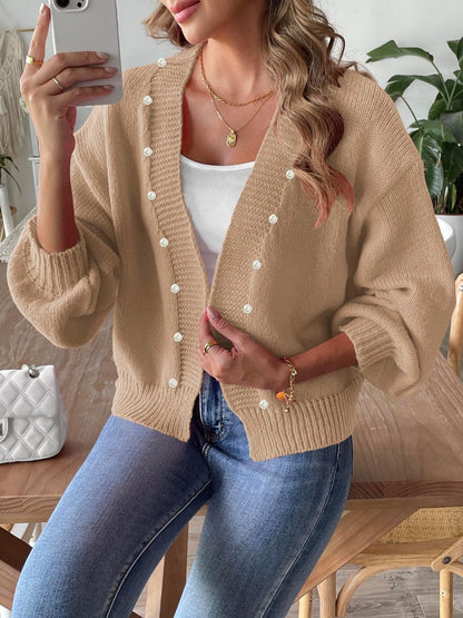 Pearl Open Front Long Sleeve Cardigan.