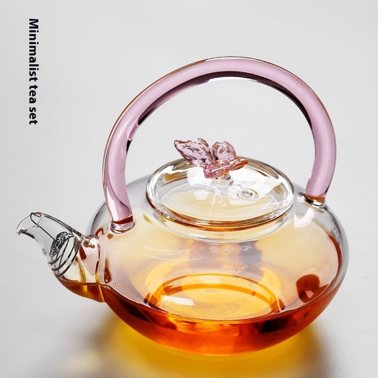 Handmade Colorized Butterfly Glass Teapot Household