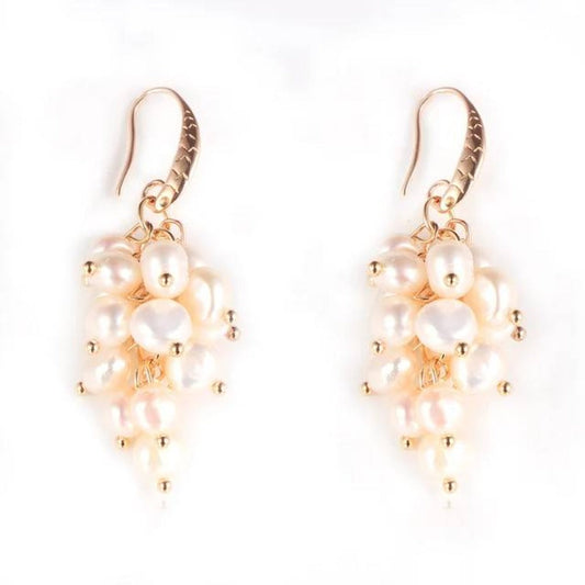 Genuine Freshwater Pearl Designer Cluster Dangle Drop Earrings