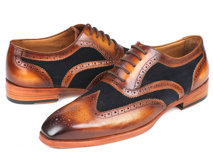 Paul Parkman Brown Leather & Navy Suede Oxfords