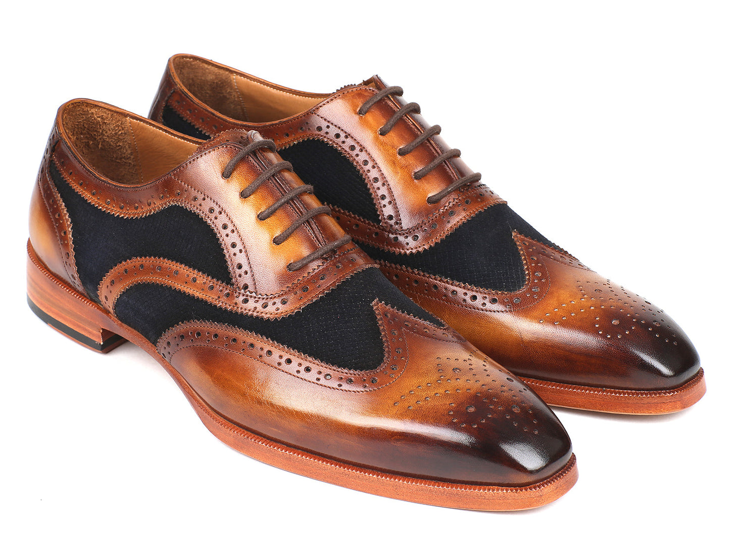 Paul Parkman Brown Leather & Navy Suede Oxfords