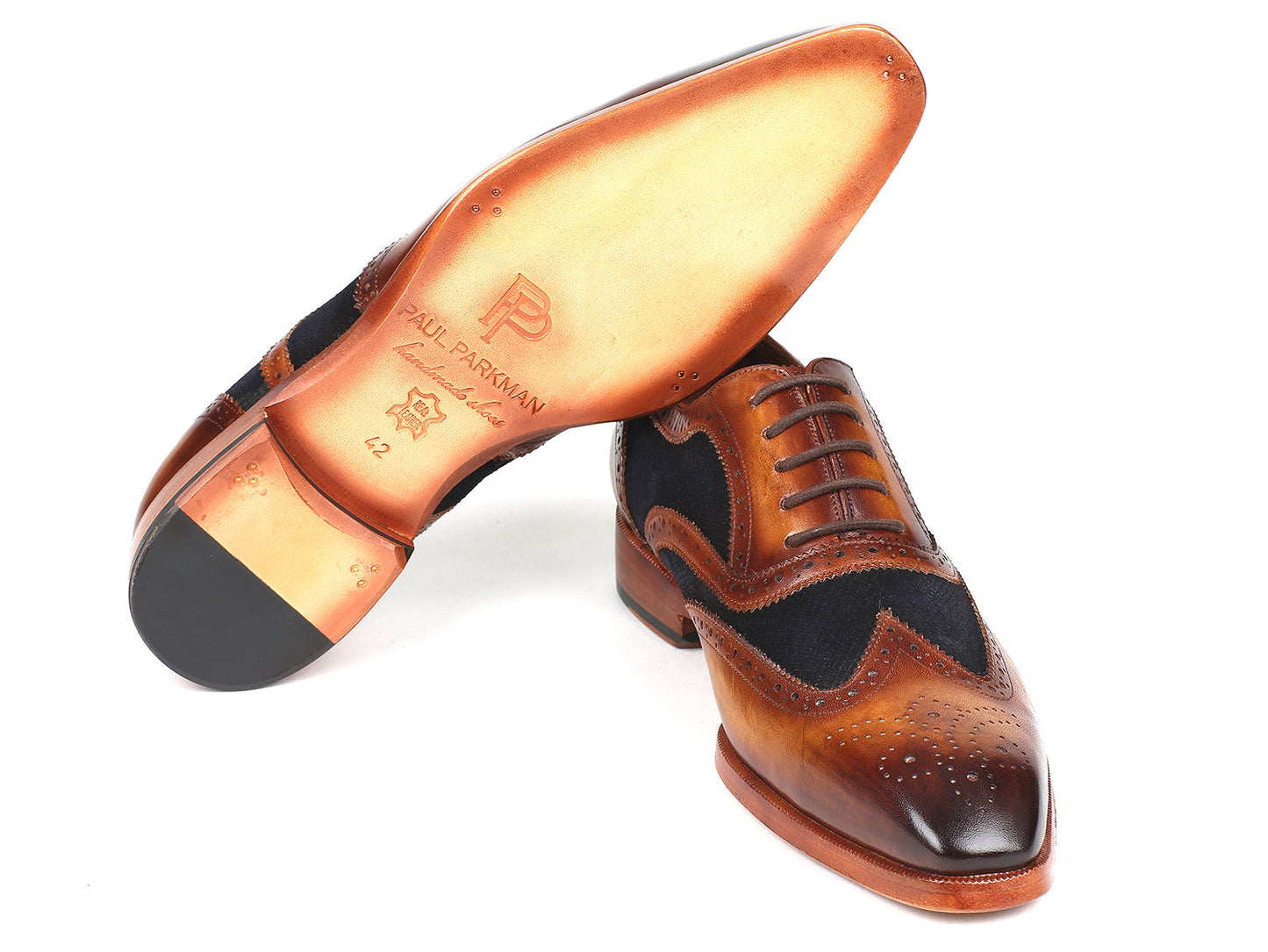 Paul Parkman Brown Leather & Navy Suede Oxfords