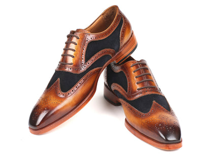 Paul Parkman Brown Leather & Navy Suede Oxfords