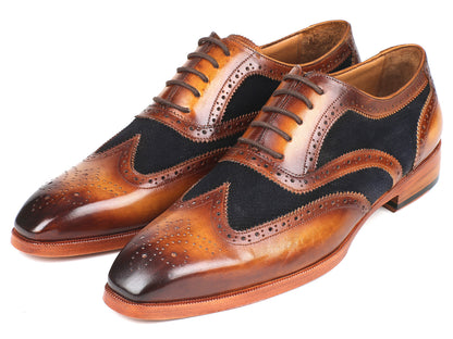 Paul Parkman Brown Leather & Navy Suede Oxfords