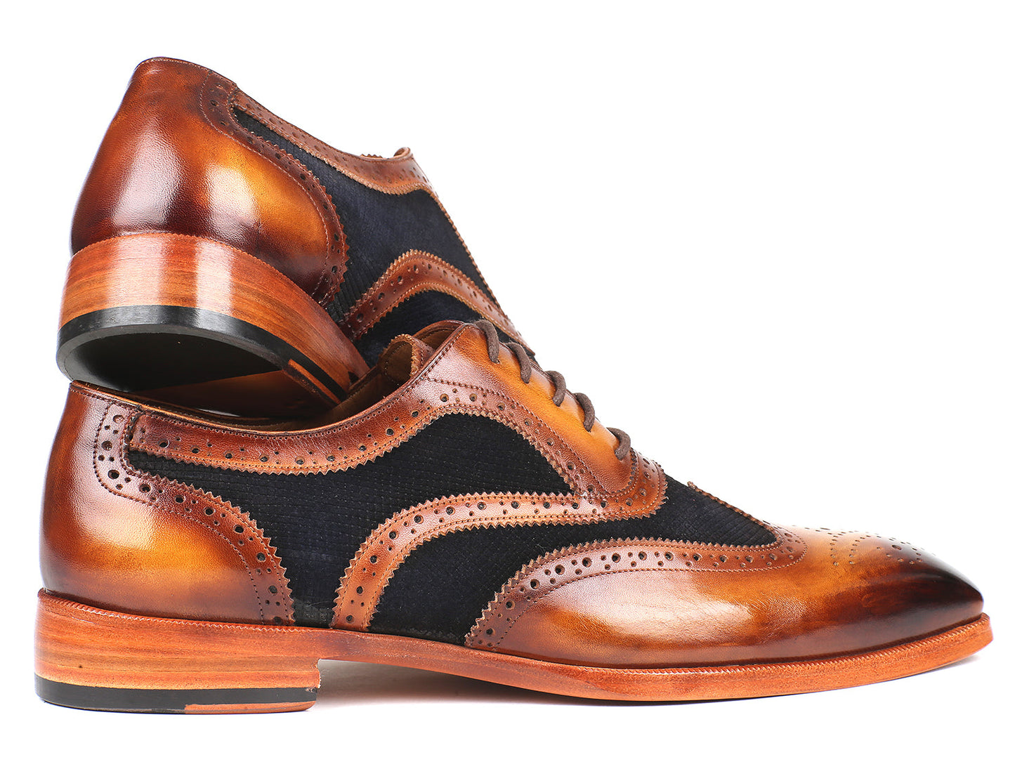 Paul Parkman Brown Leather & Navy Suede Oxfords