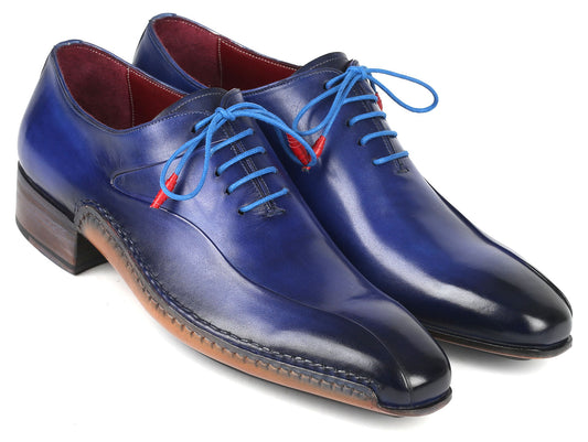 Paul Parkman Blue Leather Oxford Shoes