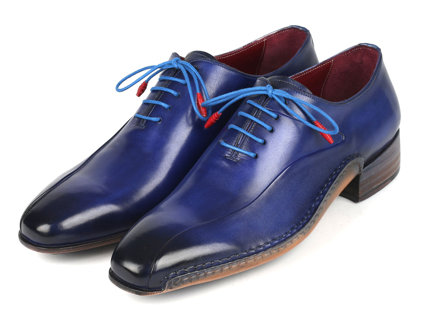 Paul Parkman Blue Leather Oxford Shoes